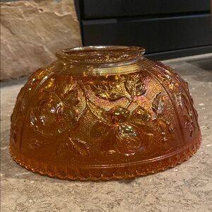 Vintage Iridescent Glass Bowl with Scalloped Rim  Great for Easter